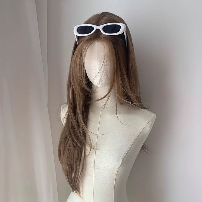 frente peluca de encaje mujer cubierta de cabeza diaria Lolita natural simulación de ondas grandes rizos de cabello