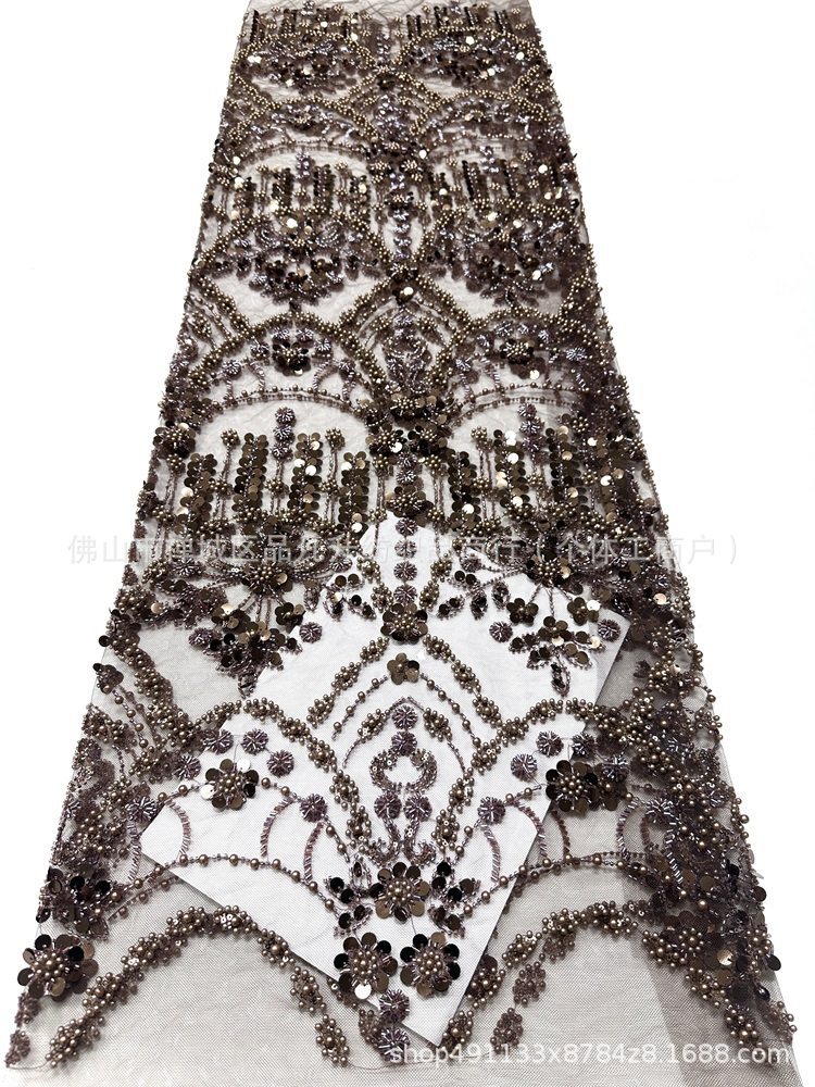 Nuevo Amazon transfronterizo de alta sensación tela de vestido francesa sexy cabina de hadas cuentas de tela de sequilla