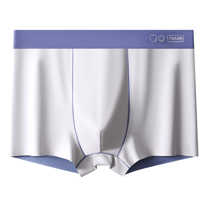 Ropa interior para hombres, cuatro esquinas, dos colores sin costuras, seda de hielo, pantalones cortos bóxer transpirables para hombres, primavera y otoño 2024