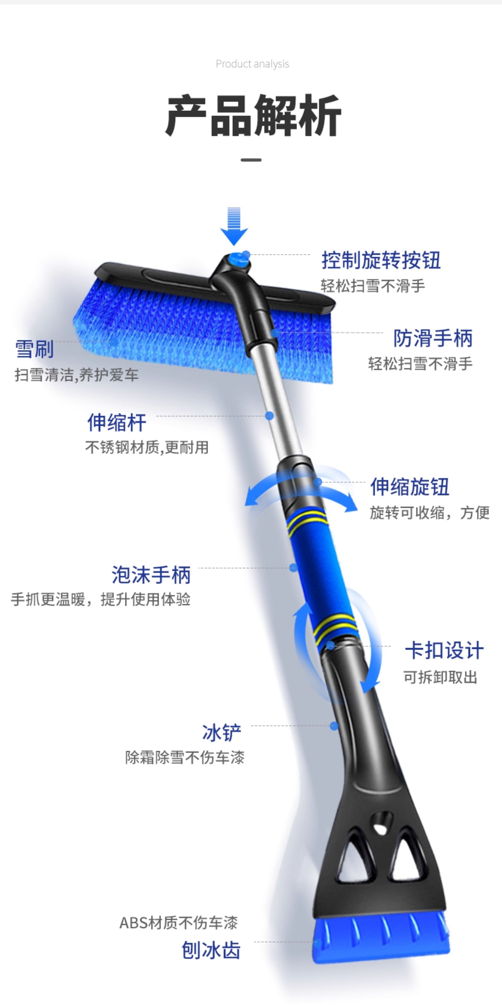 Car Snow Shovel Tool Snow Brush Tool Glass Snow Removal Shovel Car Defrost Shovel Snow Clearing Board Ice Removal Shovel Car-Mounted