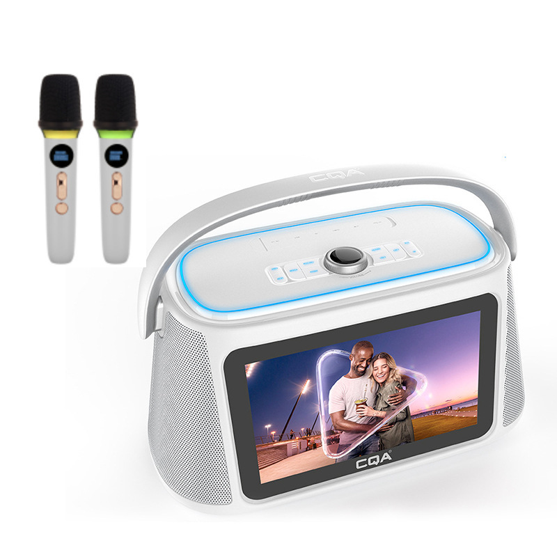 Touch Screen Jukebox Audio System with Dual Microphones, Home Karaoke All-In-One Machine, Outdoor Portable Ktv Wireless Bluetooth Speaker