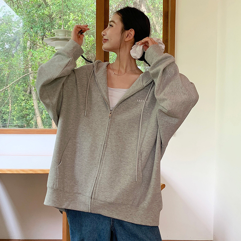 慵懒风高级感卫衣外套女2025春秋款休闲运动连帽拉链上衣百搭开衫|undefined