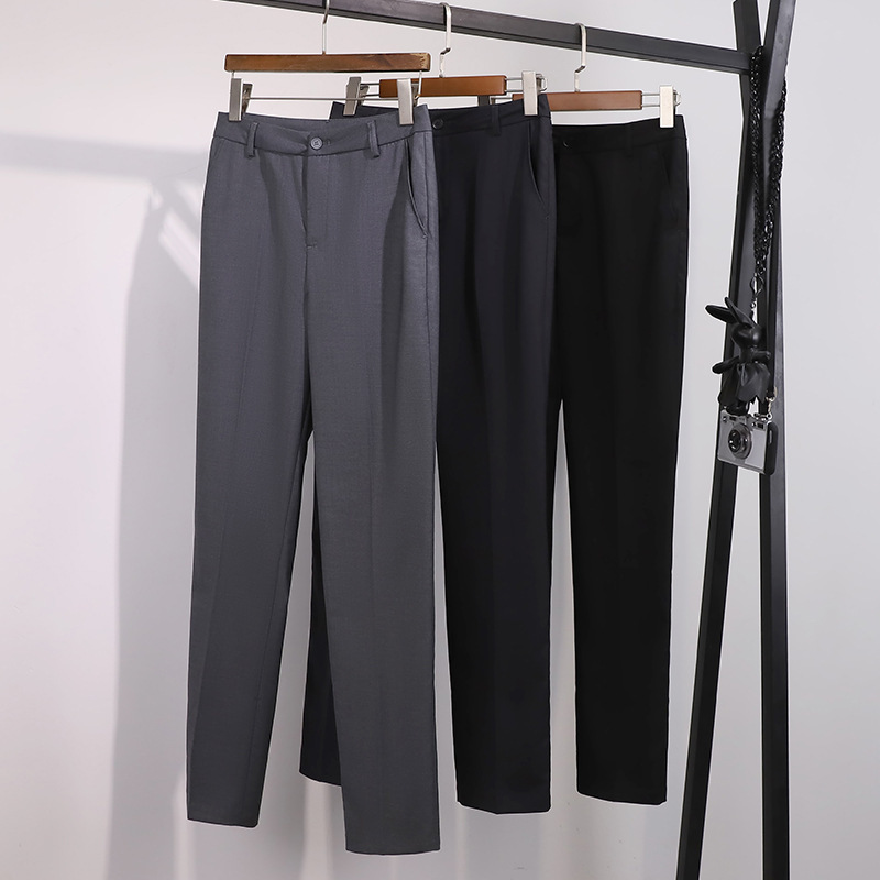 Suit Pants Unisex Work Trousers Long Pants Casual Versatile Summer Straight-Leg Professional Office Workwear High-Waisted