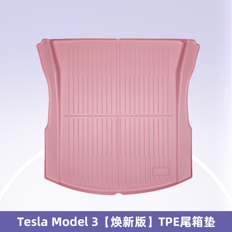 Para Tesla 2025 Modelo Y / 3 Nuevo 3D todo el tiempo TPE rosa almohadilla de pie cojín trasero