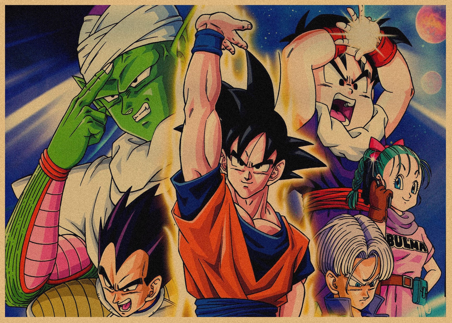 日本式アニメ七龍珠アラレ復古クラフト紙ポスター鳥山明装飾画孫悟空壁画316