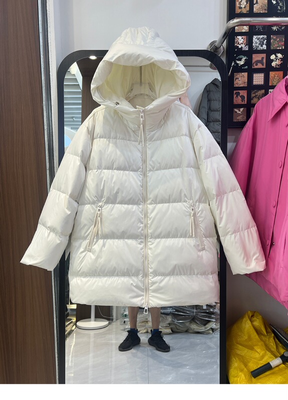 反季白鸭绒中长款羽绒服女2025冬季新款连帽高级感超好看外套|undefined