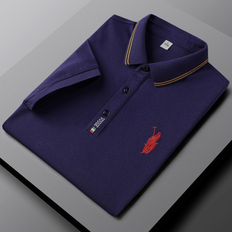 Polo camiseta de alto nivel hombre ligero de negocios bordado camiseta de verano mangas cortas de golf bordado elástico camiseta de solapa