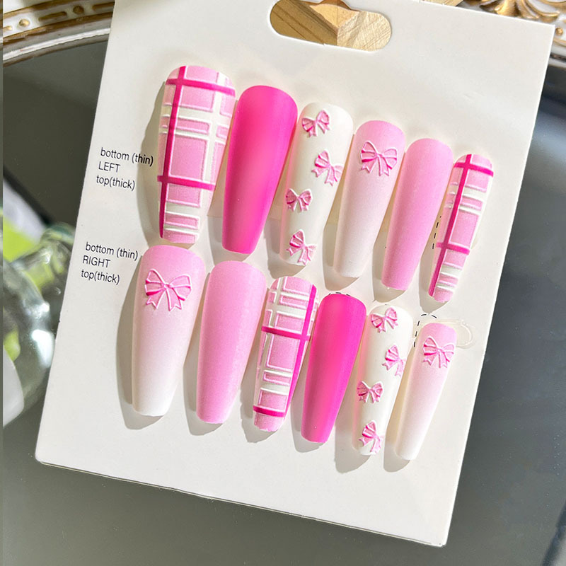 Nuevas uñas portátiles para adultos, uñas en relieve estéreo, parches de manicura, uñas postizas, uñas terminadas, uñas largas de ballet