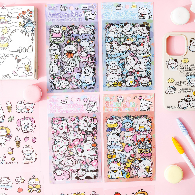 Cat Scout Team pegatinas impermeables transparentes para mascotas diy pegatinas de diario de dibujos animados transfronterizos pegatinas de contabilidad de gato