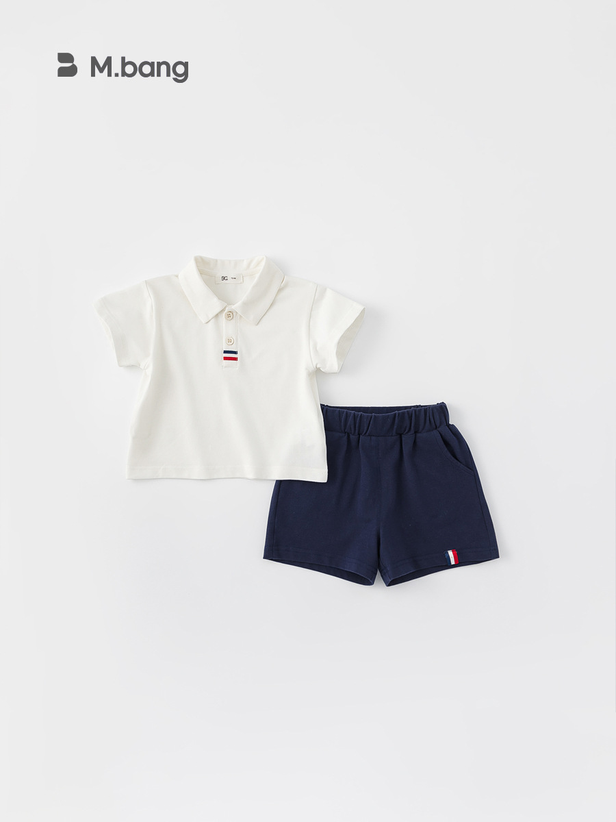 Youbao ropa para niños camisa polo para niños pantalones cortos de dos piezas para niños top simple de color sólido traje deportivo para niños de verano