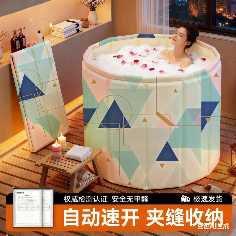 Adult Foldable Bathtub, Foldable Household Bath Tub, Children's Enlarged and Thickened Bath Tub, Baby Swimming Full-Body Tub
