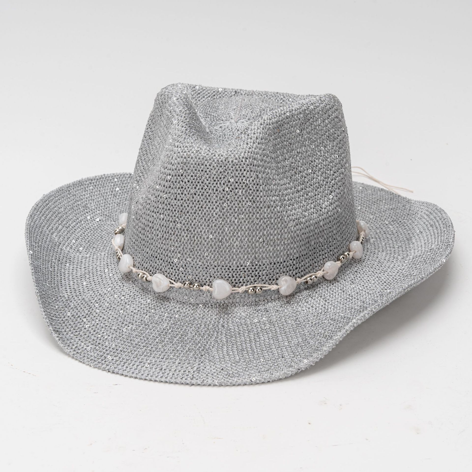 Cappello da cowboy per uomo e donna con paillettes e tesa larga_voghion.com