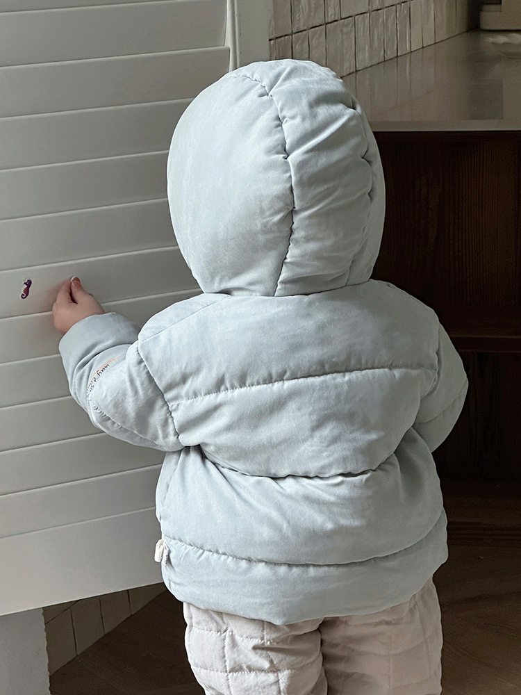 Ropa para niños coreanos dibujos animados de invierno ropa de salida cómoda y cálida ropa de algodón con capucha para niños image 5