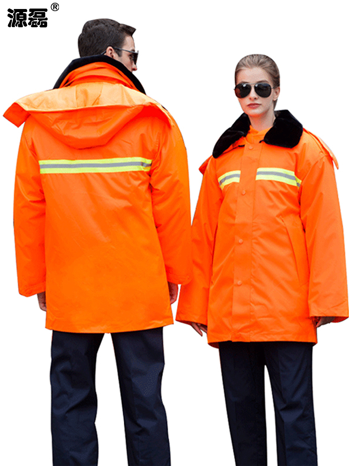 Ropa de trabajo extraíble, ropa de invierno, chaqueta con tira reflectante para hombre, impermeable, gruesa, ropa cálida y resistente al frío, ropa de trabajo para saneamiento de jardines