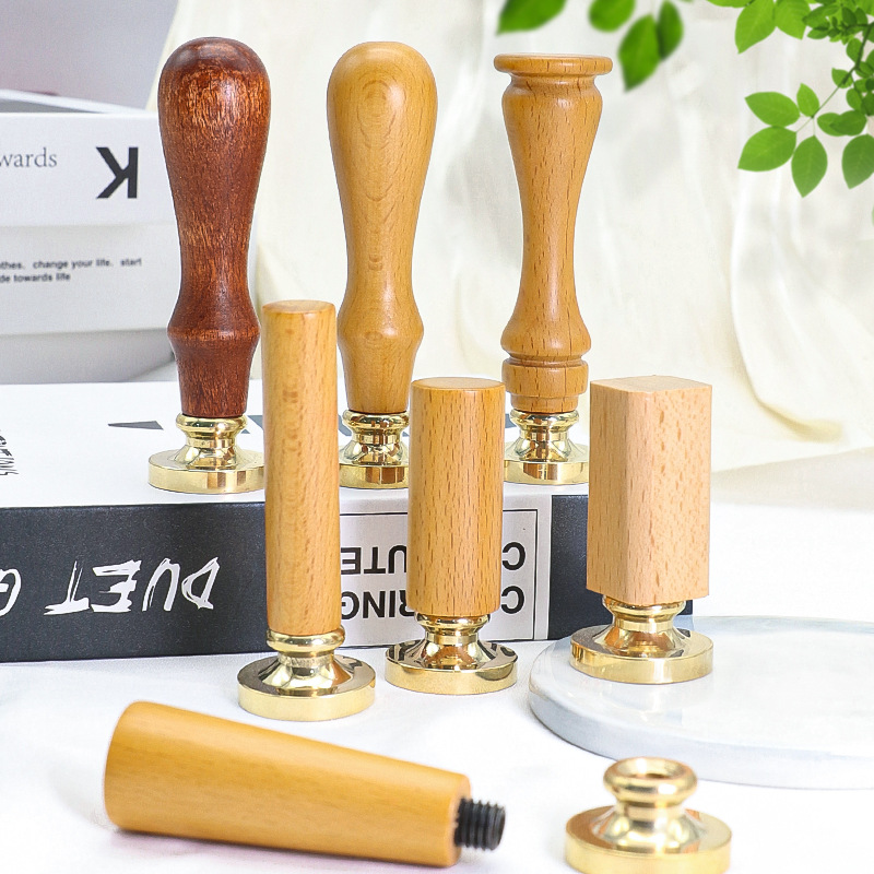 Mango de haya de color europeo Mango de sello de pintura de fuego Mango de madera 8 estilos Mango de madera Pintura de fuego Accesorios de sello de cera Fábrica al por mayor