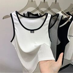 無袖螺紋背心夏季2024韓版新款寬鬆辣妹純欲風別致甜辣上衣外穿潮