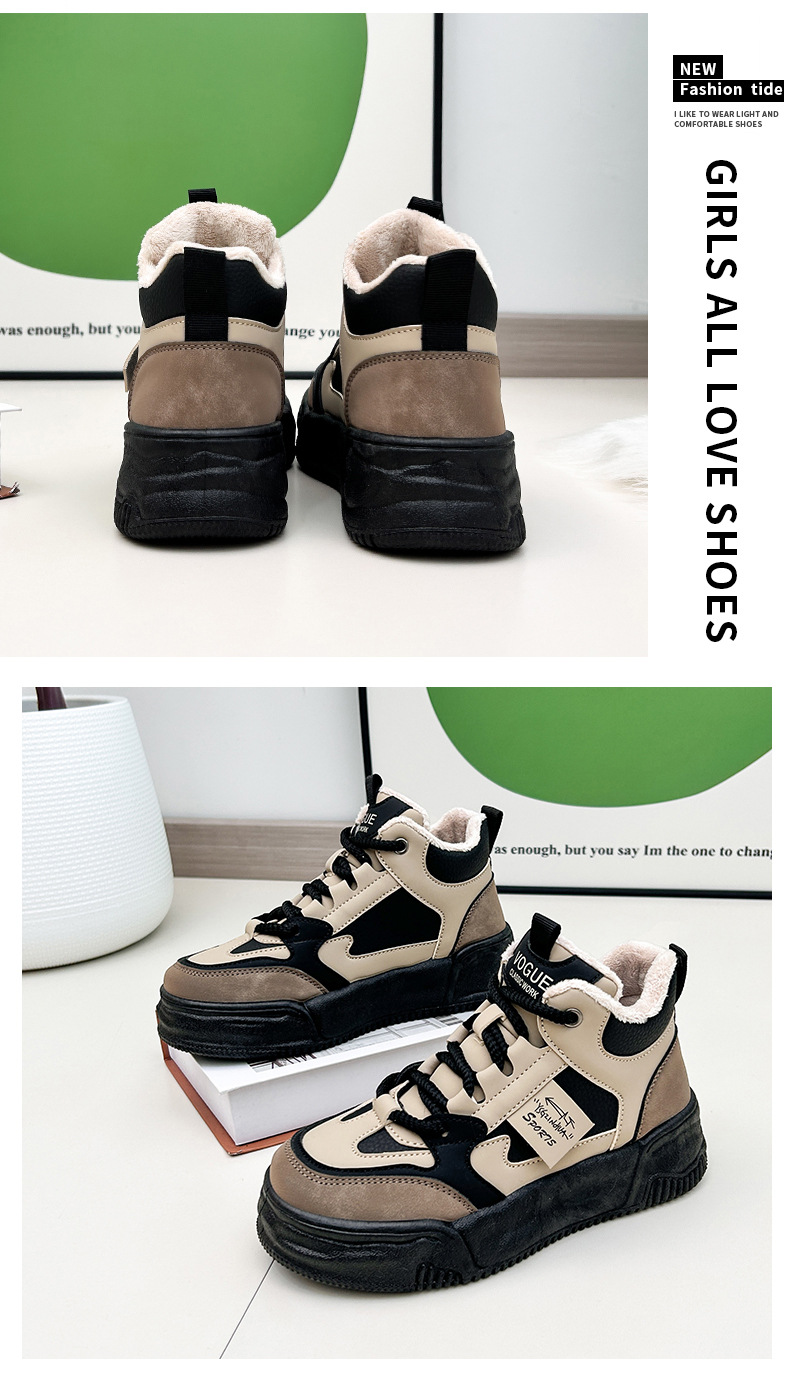 Damen Stiefeletten Kaschmir High Top Plattform Freizeitschuhe_voghion.com