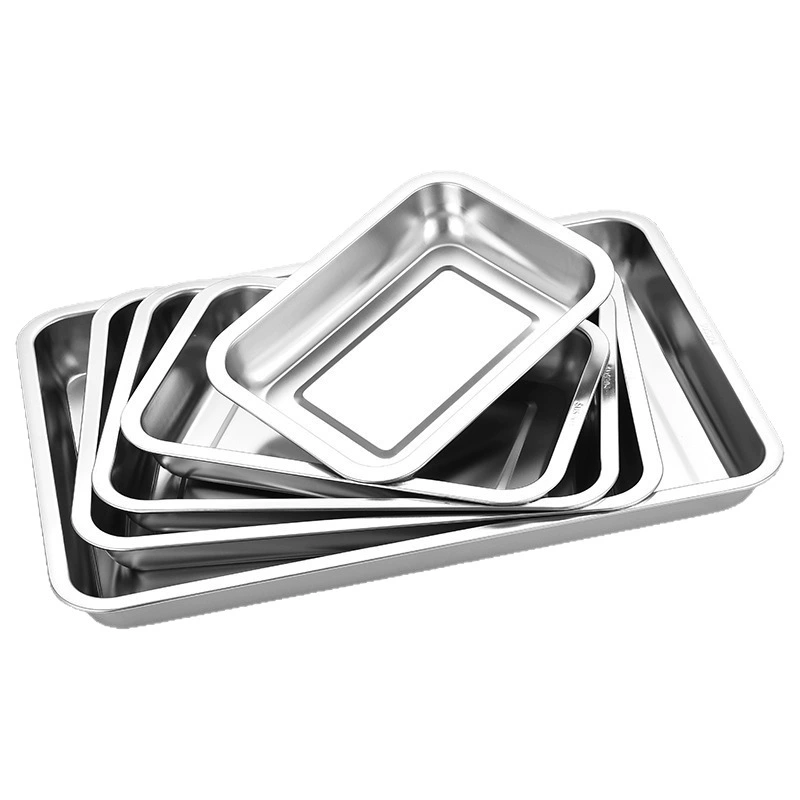 Stainless steel square plate school kitchen meal plate rectangular plate dumpling plate fruit plate steamed rice plate