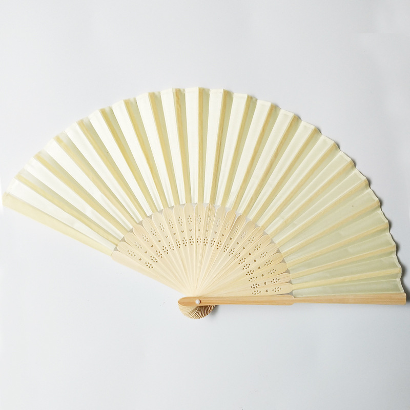 跨境款 中国风丝绸小扇子 单面丝扇空白折扇便宜小扇子 折叠竹扇