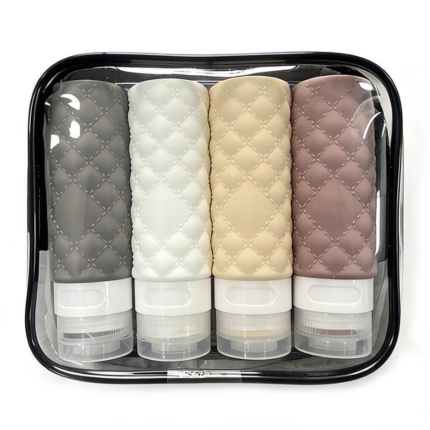 亚马逊新款硅胶分装瓶4件套化妆品乳液收纳瓶 户外便携旅行分装瓶