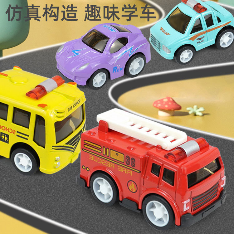 Children's alloy toy car simulation back Force police car fire car model boy color box toy gift wholesale