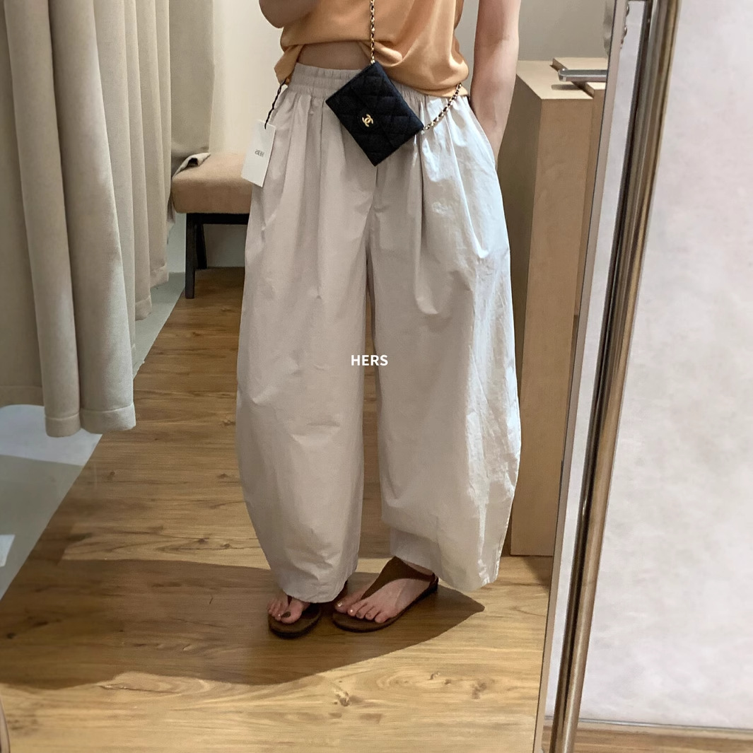 HERS una cucharada de dulce y simple viaje diario ligero deportivo globo de cintura alta pantalones casuales pantalones largos mujeres 20877