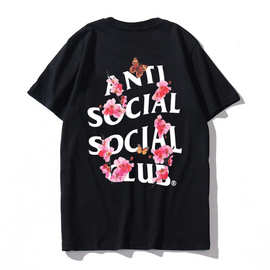 跨境 ASSC Anti Social Social Club潮流花蝶宽松印花情侣T恤
