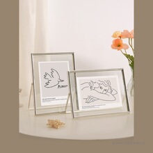 玻璃双面透明金属相框空框6 7寸8画框高级感摆件创意照片水晶摆台