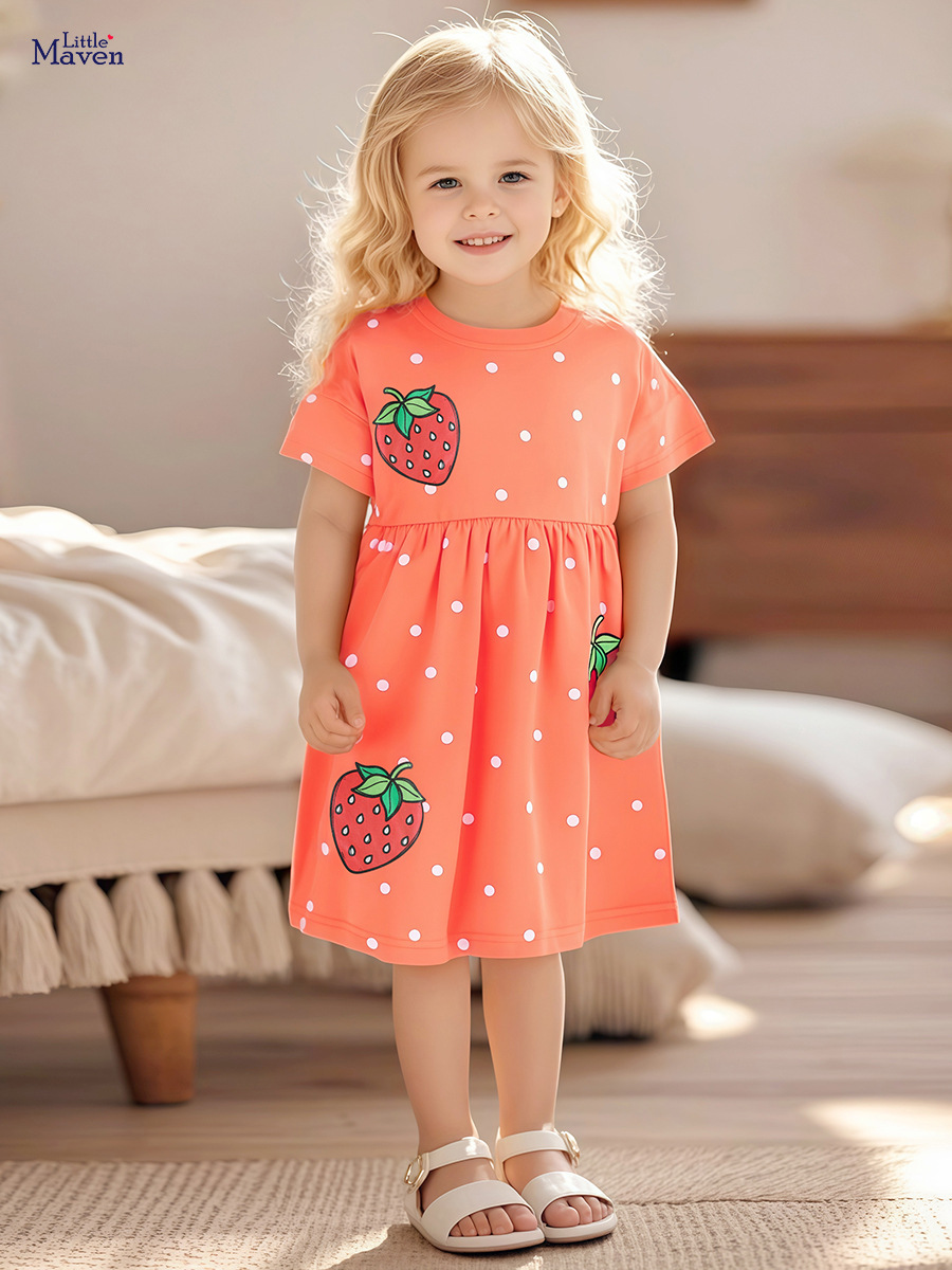 Little maven procesamiento personalizado vestido de niña hermosa europea y americana vestido de princesa de verano de algodón vestido de niño