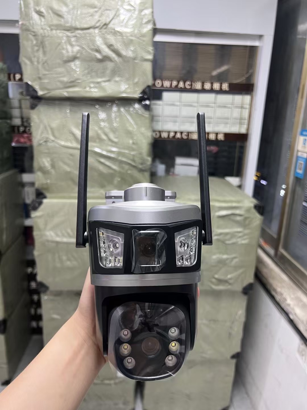 太阳能4G全景V380监控器无线手机远程室外双镜头枪球联动双