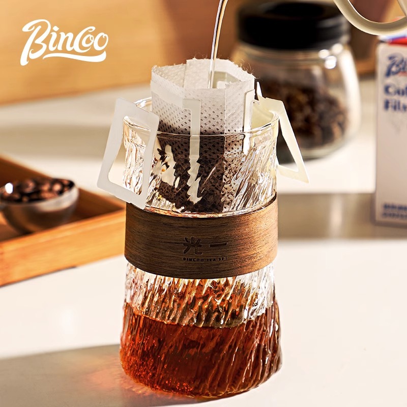 Bincoo玻璃挂耳咖啡杯拿铁冰美式专用杯复古高颜值办公室防烫茶杯