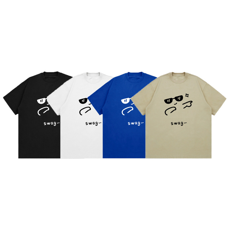 Heavy 260g American small round neck cool boy printed hip hop niche design couple short sleeve t-shirt