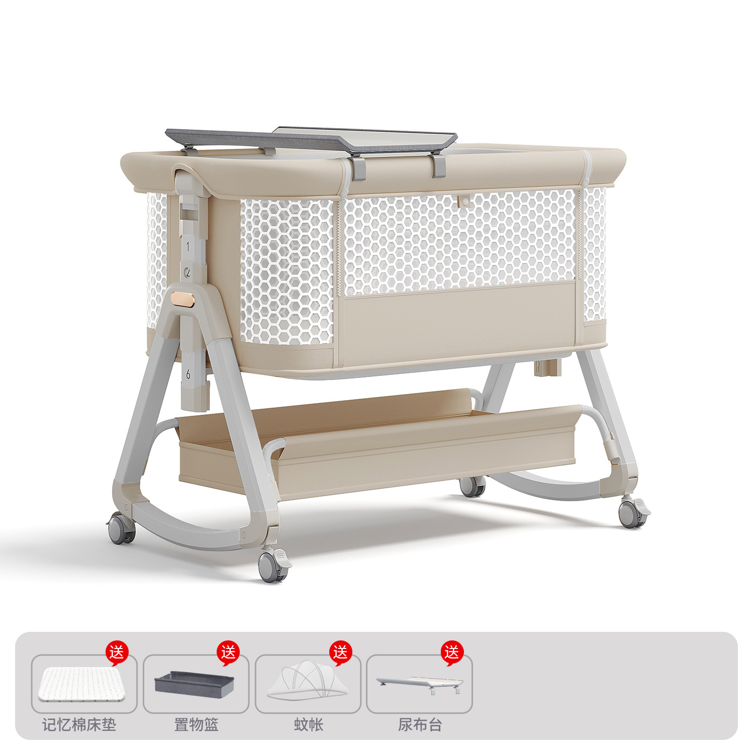 Cama para bebés, campana móvil, cuna, cama plegable portátil multifuncional, cama BB para recién nacidos, cama de empalme grande