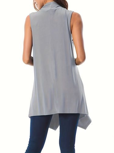 Women's plus size open front asymmetric hem sleeves cross-border