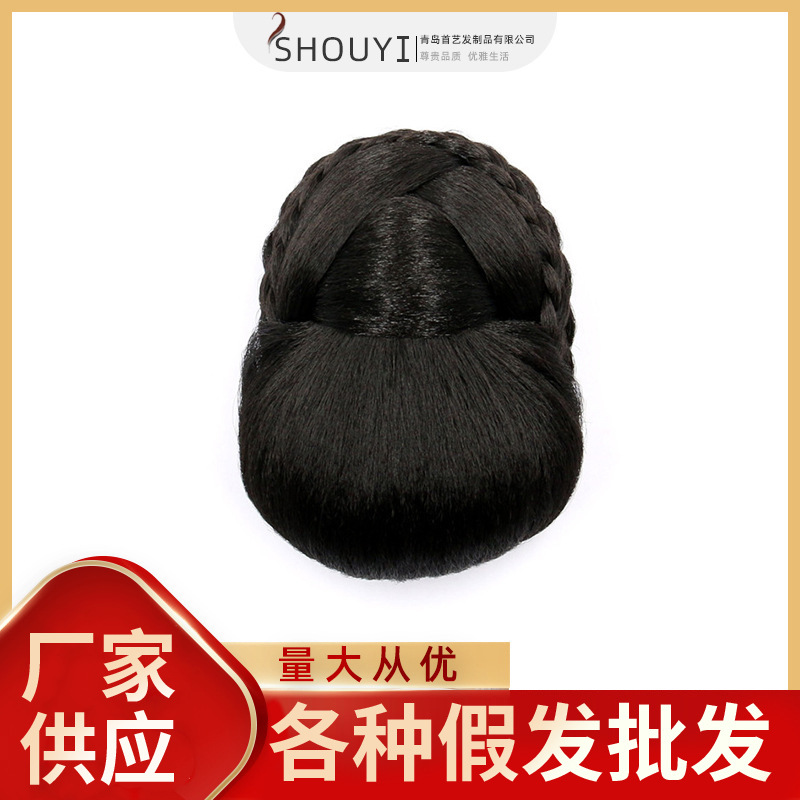 跨境欧美女士复古盘发发圈 假发包丸子头发髻花苞头影楼复古假发