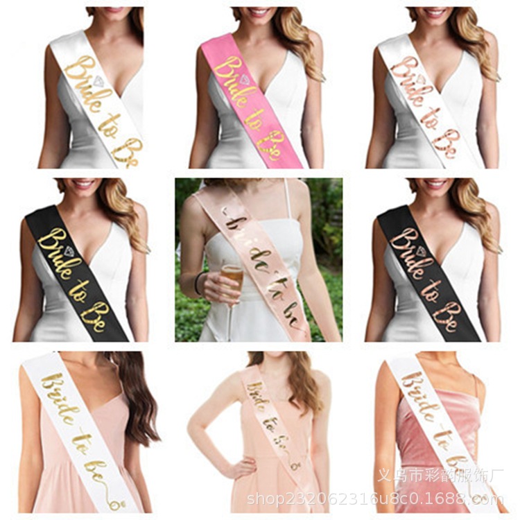 Fábrica de suministro de stock soltero fiesta novia para ser la correa de hombro de la novia estampado correa de dama de honor negro