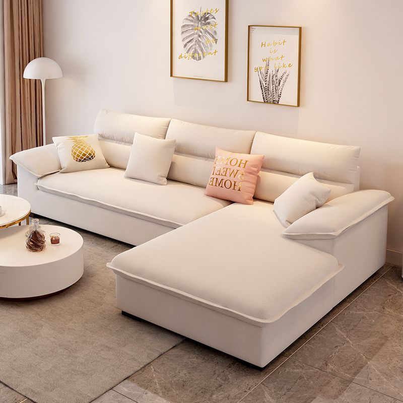 Modern Minimalist Fabric Chaise Lounge Sofa Set for Living Rooms of Various Sizes, Adjustable Corner Cotton and Linen Latex Sofa Combination