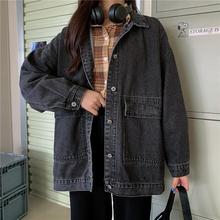 牛仔外套女春秋韩版宽松BF百搭显瘦炸街复古港风Chic长袖夹克上衣