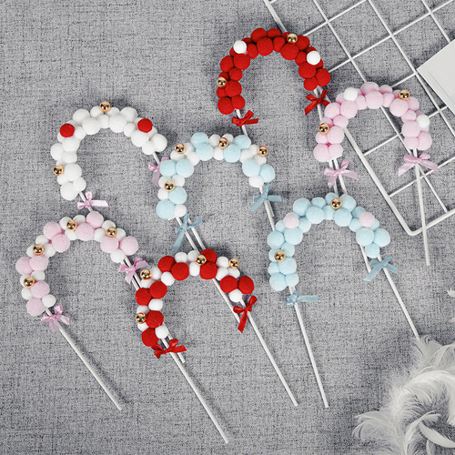 Manufacturer wholesale baking decoration supplies, hair ball arch dessert decoration inserts, birthday party cake decorations