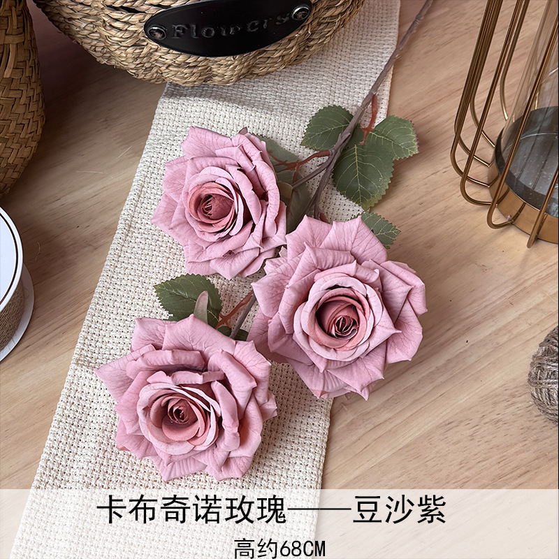 Artificial Rosa sola franela Rosa flor artificial boda decoración del hotel decoración del hogar arreglo de flores flor artificial Rose