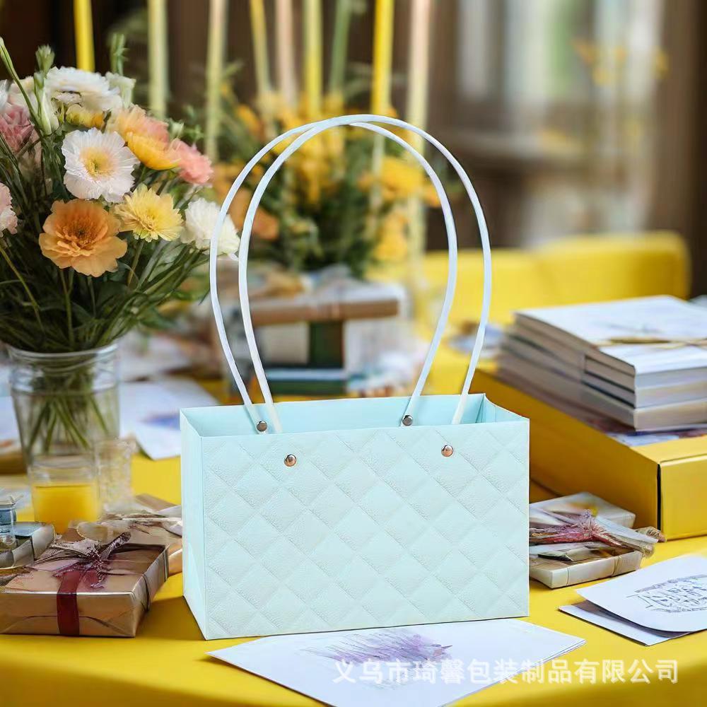 Día de la Madre Macaron Bolsa de arreglos florales portátil Embalaje de flores al por mayor Bolsa de embalaje de ramo impermeable Caja de flores florales Canasta