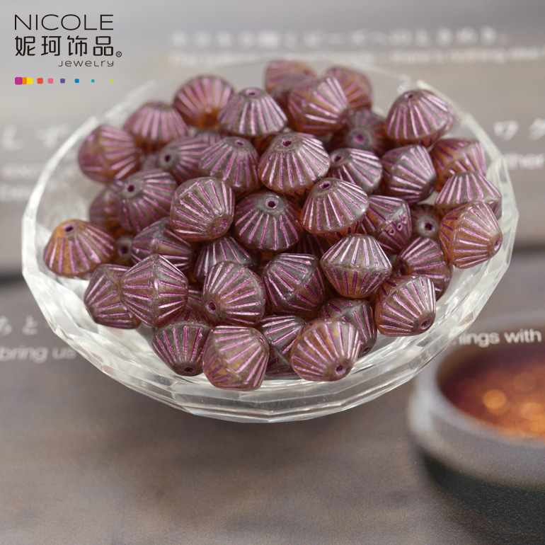 Importado checo Baosha cuentas de linterna de vidrio con cuentas hechas a mano Pulsera de 11mm accesorios de material de bricolaje alrededor de 100 piezas