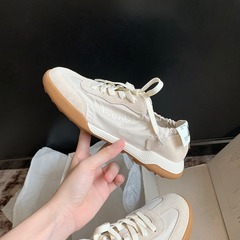 葡萄媽studiolee同款 耶魯學院～清新真皮拼色圓頭系帶透氣可踩腳