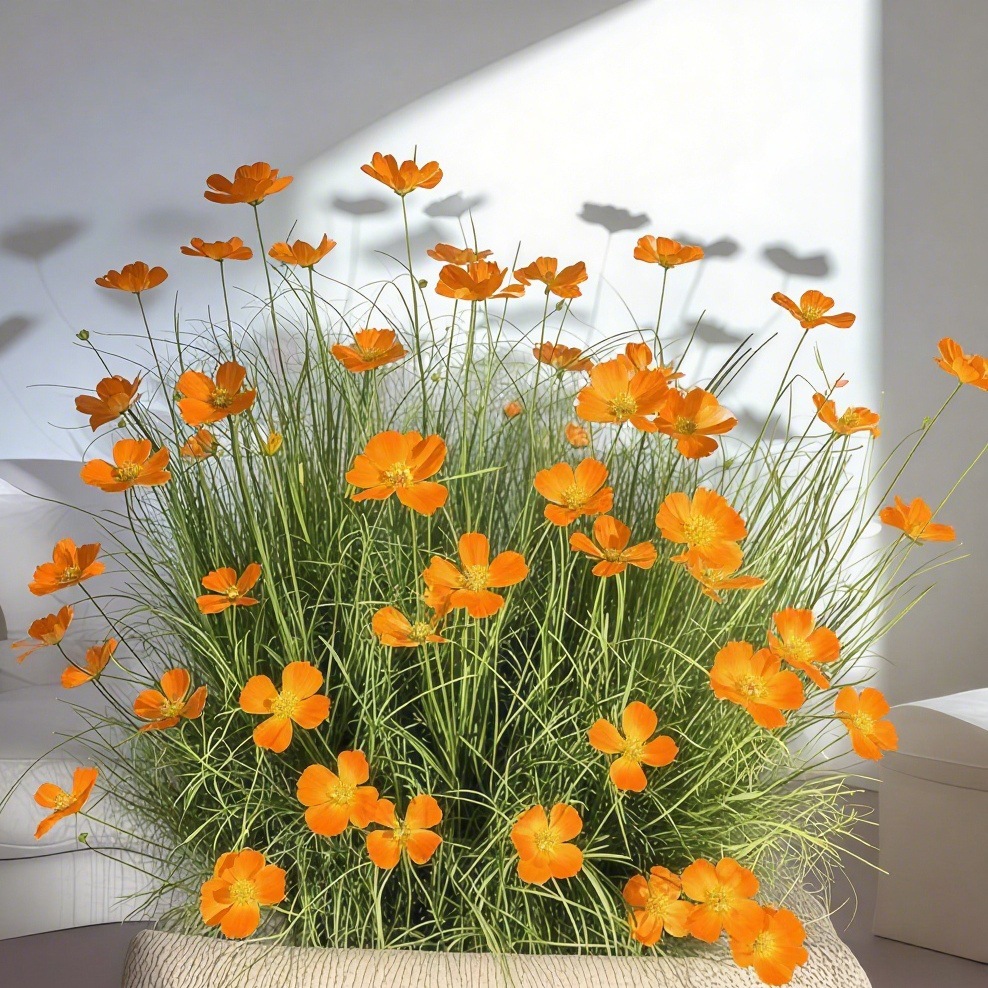 跨境热销仿真秋季格桑花球茎植物家居装饰造景花材芦苇草洋葱草