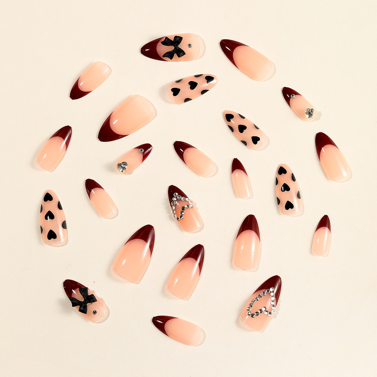 Valentine'S Day Festival Valentine'S Day Heart Shape Knot Butterfly Plastic Press-on Nails