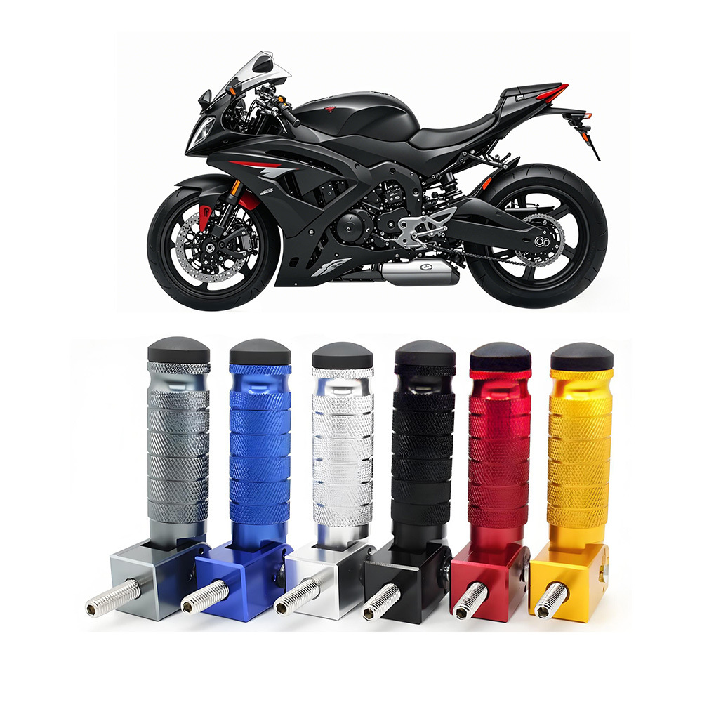 Motorcycle accessories: Aluminum alloy footrests, modified CNC folding footrests, rear footrests, safety guards, and additional foot pegs