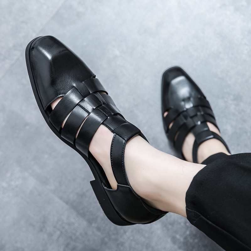 Transfronterizos de verano de tamaño grande nuevas sandalias de moda para hombres zapatos casuales de moda transpirables sandalias de cuero hueco un cabello