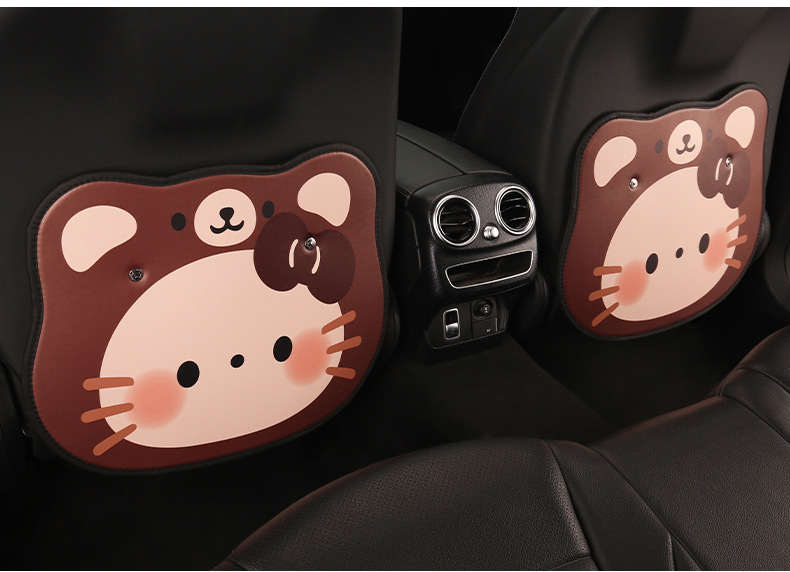 Women's Cute Cartoon Kitten Car Seat Back Anti-Kick Pad Car Seat Back Anti-Fouling Pad Rear Anti-Dirty Pad