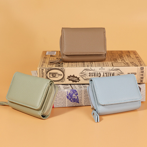 Japanese style genuine leather mini wallet women's short cross-border large capacity women's creative coin purse coin bag card bag