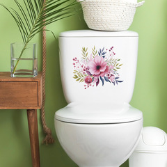 梵汐fun-m23外貿粉色花朵綠植馬桶貼浴室衛生間家居美化牆貼紙